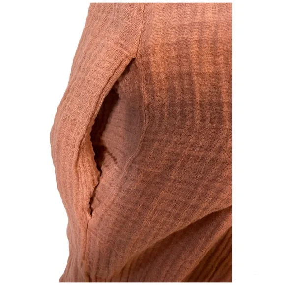 9seed Caftan Featuring On Seam Pockets Raw Edges Gauze Maxi Cotton Dress - Picture 6 of 8